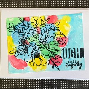 Encouraging Colorful Floral Print Greeting Card